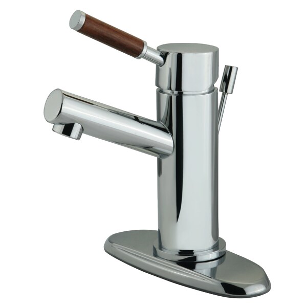 Wellington Sgl-Hndl Bathroom Faucet W/Brass Pop-Up & Cover Plate, Chrm
